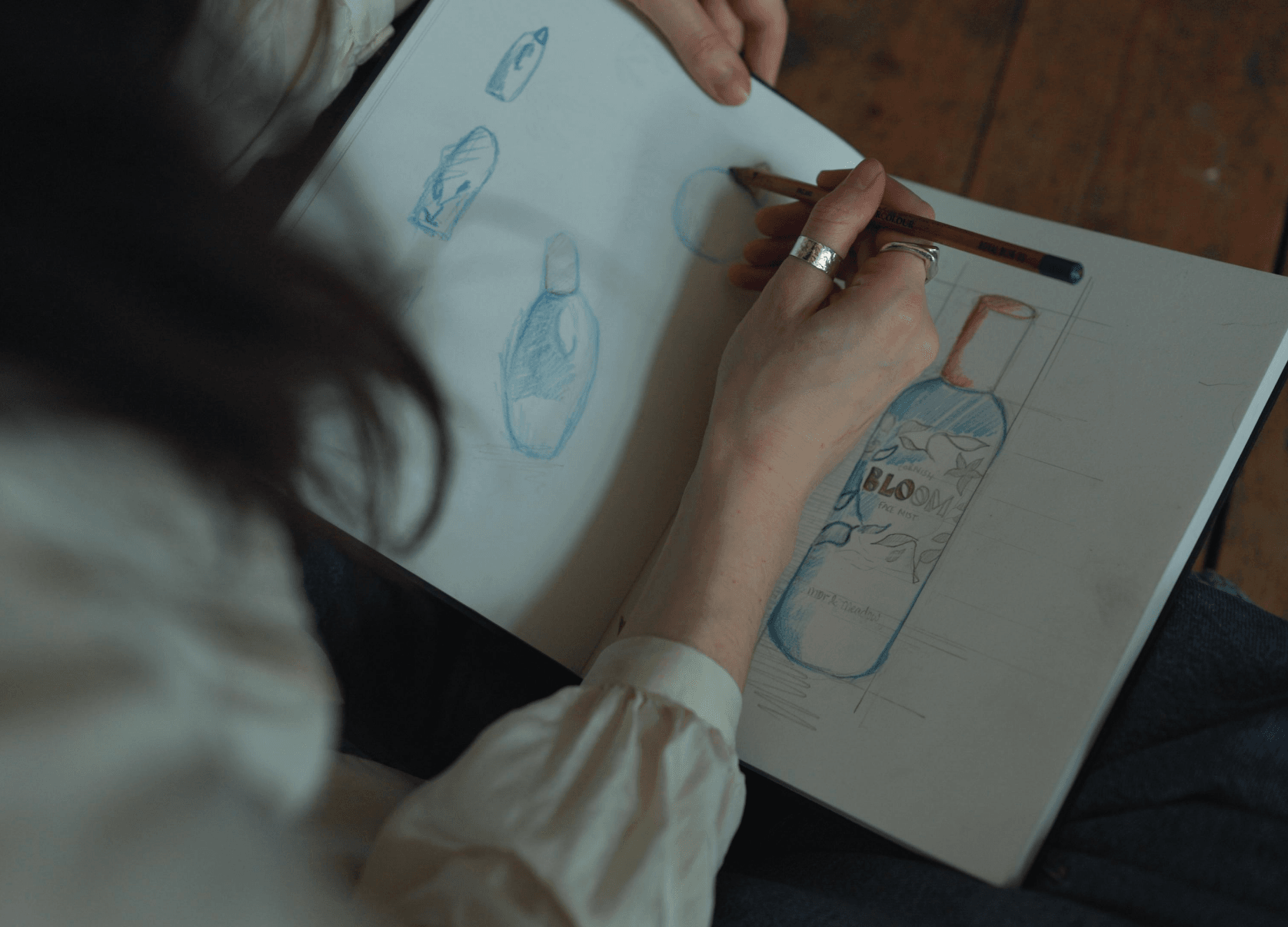 Sketching product forms in watercolour